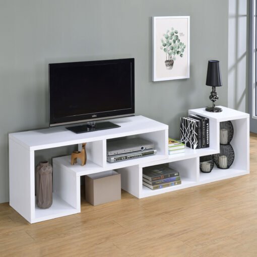 Velma Multipurpose TV Stand and Bookshelf White - Image 4