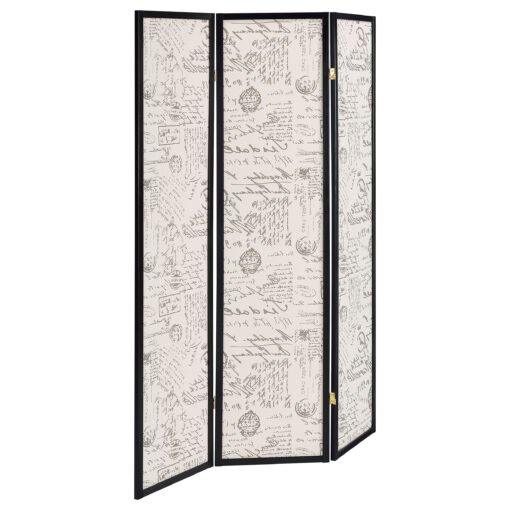 Felice 3-Panel Room Divider Folding Screen French Script - Image 2