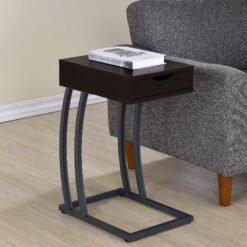 Troy 1-drawer C-Shaped Side Table Power Outlet Cappuccino