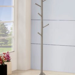 Devlin 6 Hook Freestanding Wood Coat Rack Hat Hanger Grey