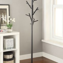 Clover 18 Hook Freestanding Metal Coat Rack Hat Hanger Black