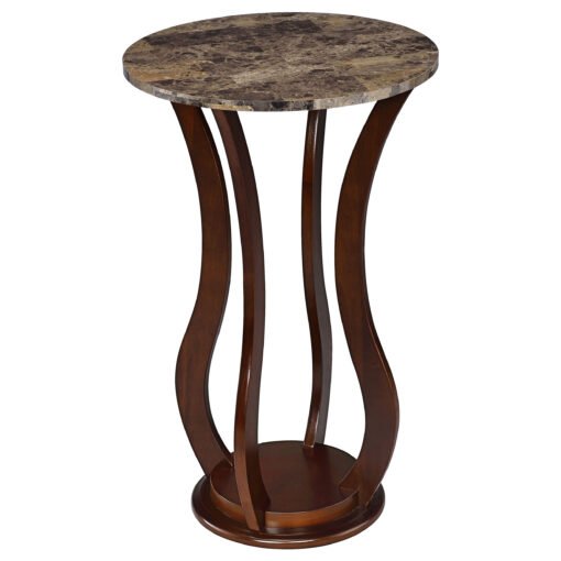 Elton Round Faux Marble Top Plant Stand Brown - Image 2