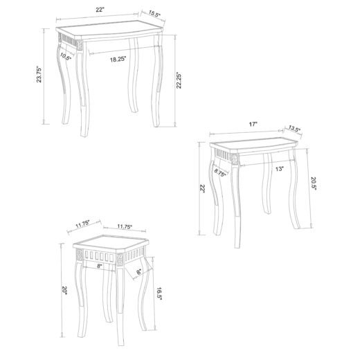 Daphne 3-piece Rectangular Wood Nesting Table Set Warm Brown - Image 4