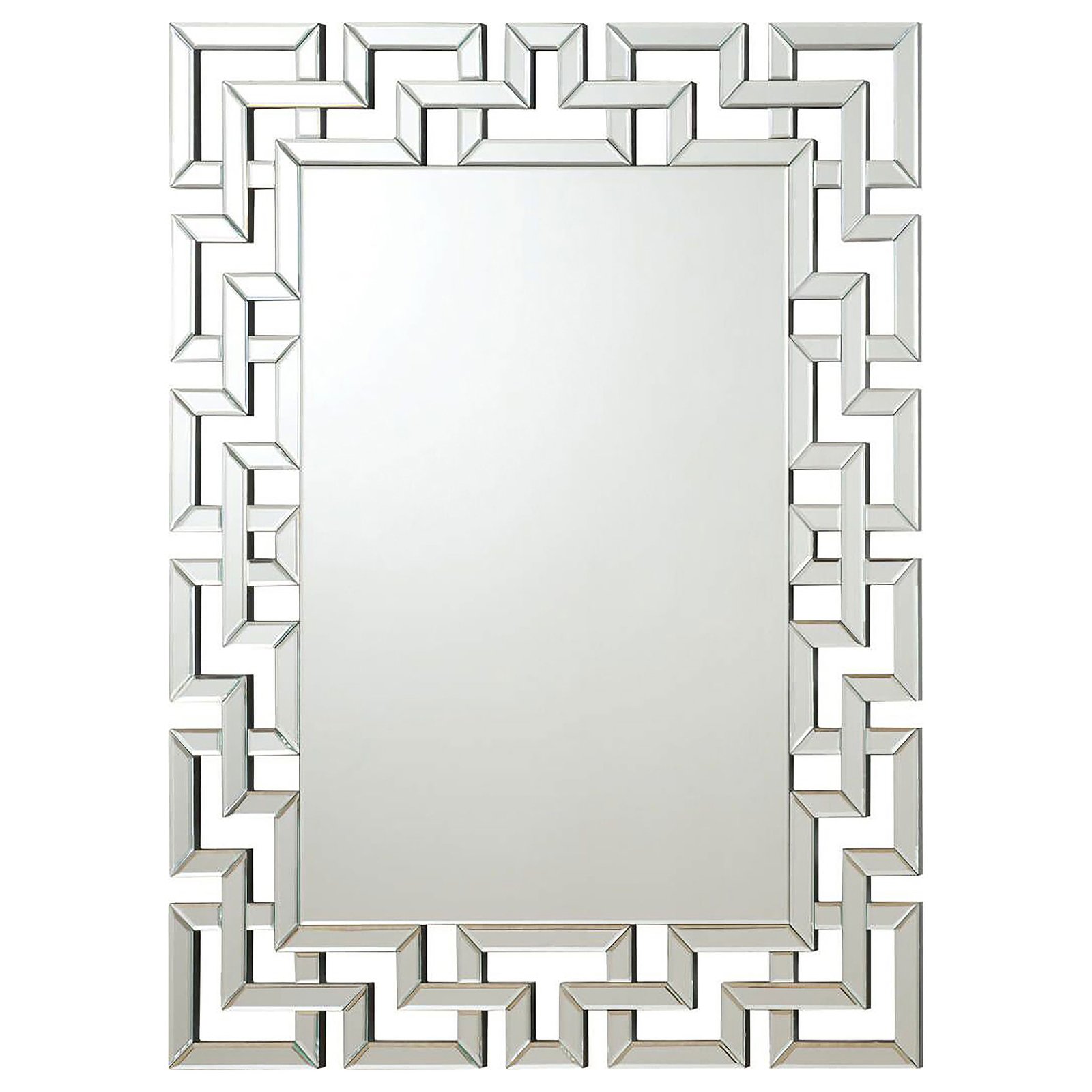 Forman 38 x 48 Inch Greek Motif Frameless Wall Mirror Silver