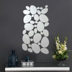 Topher 29 x 51 Inch Pebble Themed Wall Mirror Silver