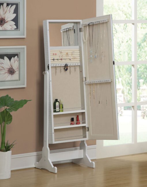Zayas Cheval Mirror with Jewelry Storage White - Image 2
