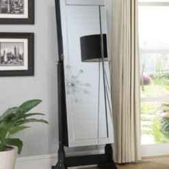 Cortez Cheval Mirror with Jewelry Storage Black