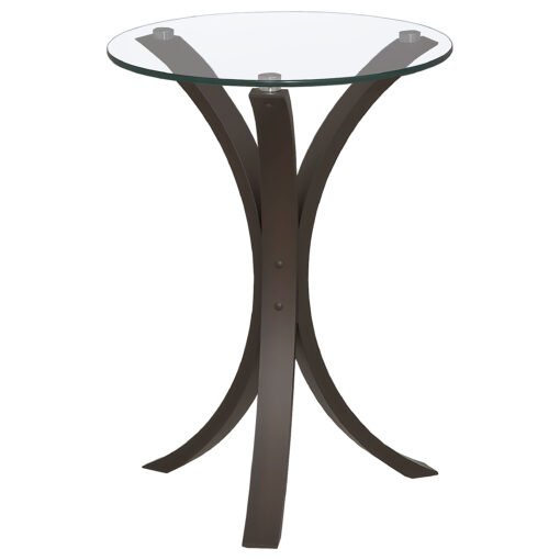 Edgar Round Glass Top Accent Side Table Cappuccino - Image 2