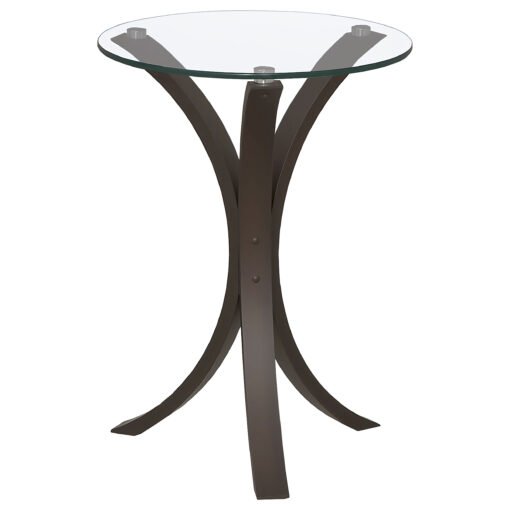 Edgar Round Glass Top Accent Side Table Cappuccino - Image 3