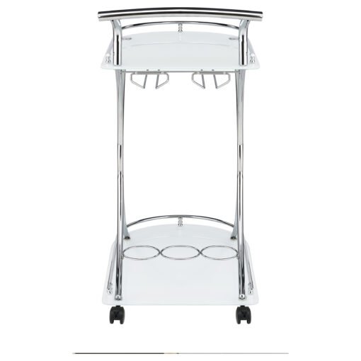 Elfman 2-tier Glass Shelf Metal Bar Cart White and Chrome - Image 7