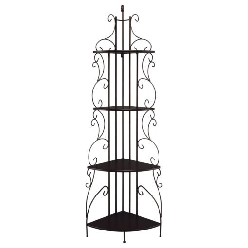 Poppy 74-inch 4-shelf Corner Bookshelf Copper and Cappuccino - Image 3