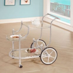 Sarandon 3-tier Glass Shelf Metal Bar Cart Chrome