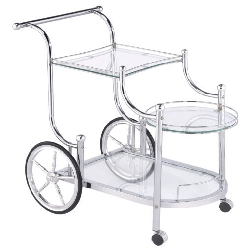 Sarandon 3-tier Glass Shelf Metal Bar Cart Chrome - Image 2