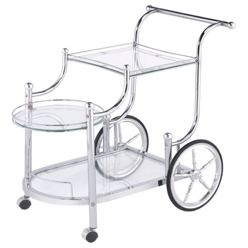 Sarandon 3-tier Glass Shelf Metal Bar Cart Chrome - Image 4
