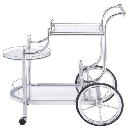 Sarandon 3-tier Glass Shelf Metal Bar Cart Chrome - Image 5