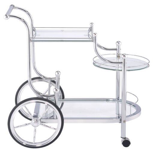 Sarandon 3-tier Glass Shelf Metal Bar Cart Chrome - Image 7