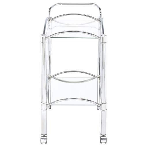 Shadix 2-tier Rectangular Glass Shelf Metal Bar Cart Chrome - Image 3