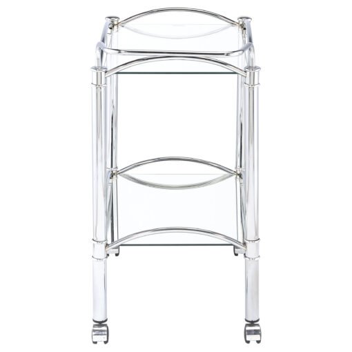 Shadix 2-tier Rectangular Glass Shelf Metal Bar Cart Chrome - Image 6