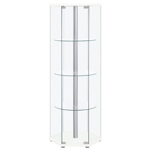 Zahavah 4-shelf Hexagonal Clear Glass Curio Cabinet White - Image 3