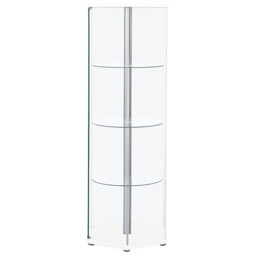 Zahavah 4-shelf Hexagonal Clear Glass Curio Cabinet White - Image 5