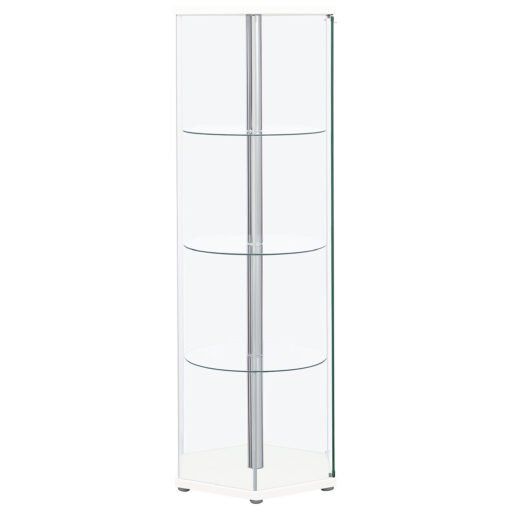 Zahavah 4-shelf Hexagonal Clear Glass Curio Cabinet White - Image 7