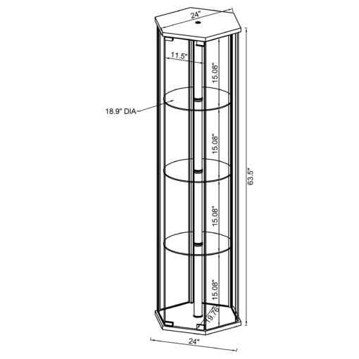 Zahavah 4-shelf Hexagonal Clear Glass Curio Cabinet White - Image 8