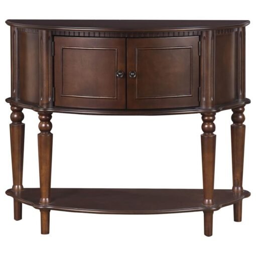 Brenda 2-door Demilune Wood Entryway Console Table Brown - Image 3