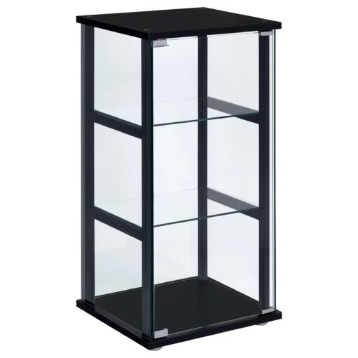 Cyclamen 3-shelf Clear Glass Curio Display Cabinet Black - Image 2