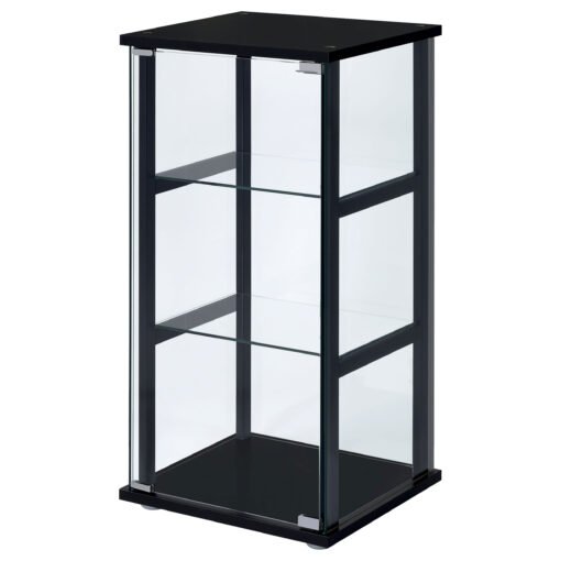 Cyclamen 3-shelf Clear Glass Curio Display Cabinet Black - Image 4