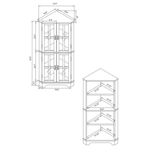 Coreosis 4-door Wood Corner Curio Cabinet Golden Brown - Image 6