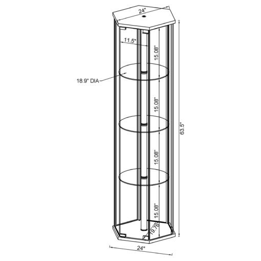 Zahavah 4-shelf Hexagonal Clear Glass Curio Cabinet Black - Image 4
