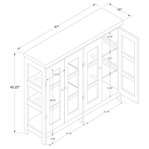 Sable 4-door Wood Accent Storage Display Cabinet Off White - Image 4