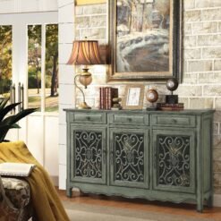 Madeline 3-drawer Scrollwork Accent Cabinet Antique Green