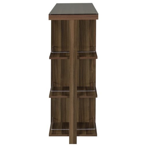 Evelio 6-shelf Glass Top Home Bar Wine Cabinet Walnut - Image 6