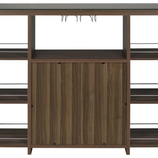 Evelio 6-shelf Glass Top Home Bar Wine Cabinet Walnut - Image 8