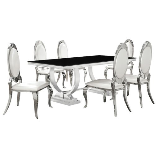 Antoine 7-piece Rectangular Glass Top Dining Set Chrome - Image 2
