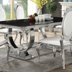 Antoine Rectangular 95-inch Glass Top Dining Table Black
