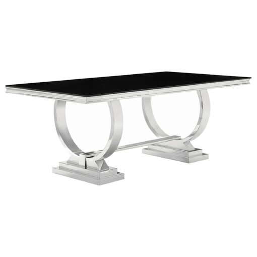 Antoine Rectangular 95-inch Glass Top Dining Table Black - Image 2