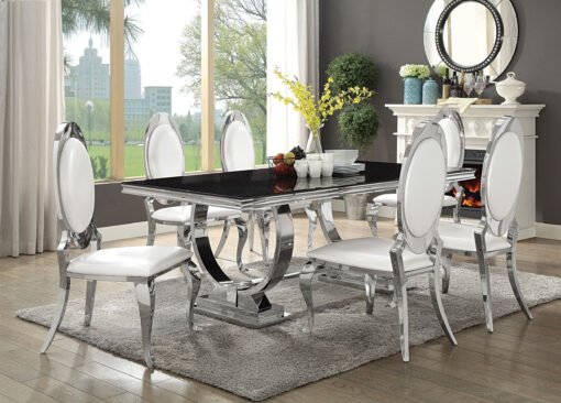Antoine Rectangular 95-inch Glass Top Dining Table Black - Image 4