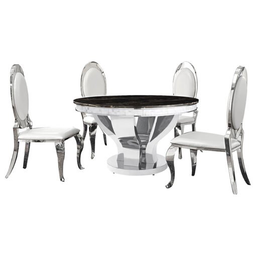 Anchorage 5-piece Round Stainless Steel Dining Set Chrome - Image 2