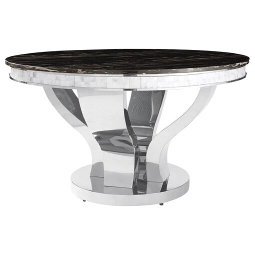 Anchorage Round 51-inch Glass Top Dining Table Chrome - Image 2