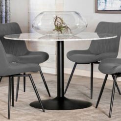 Bartole Round 48-inch Italian Marble Top Dining Table White