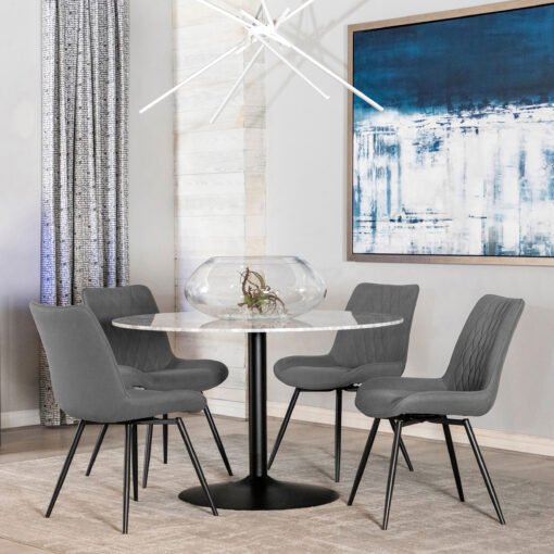 Bartole Round 48-inch Italian Marble Top Dining Table White - Image 5
