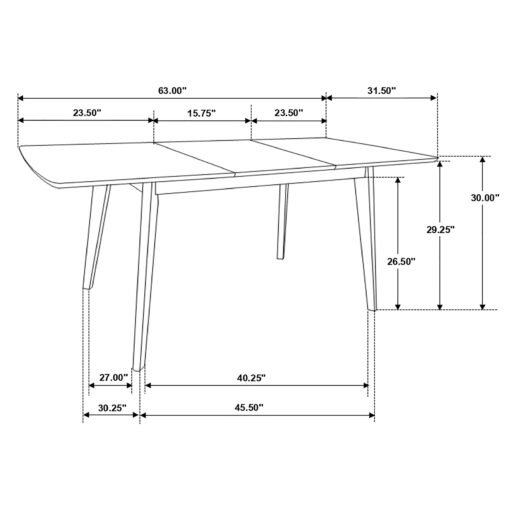 Alfredo 63-inch Extension Leaf Dining Table Natural Walnut - Image 7