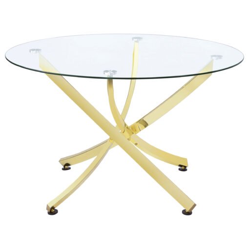 Beckham Round 46-inch Glass Top Dining Table Brass - Image 2