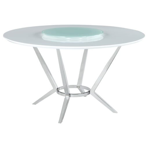 Abby Round 54-inch Lazy Susan Dining Table White High Gloss - Image 2