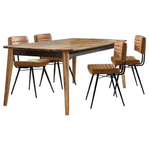 Partridge 5-piece Dining Set Natural Sheesham and Camel - Image 2