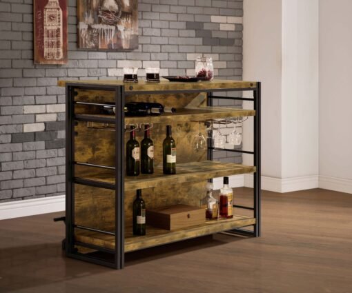 Renaldi 3-shelf Home Bar Wine Cabinet Rustic Nutmeg - Image 2