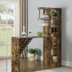 Belvedere 5-shelf Home Bar Table Wine Storage Rustic Nutmeg