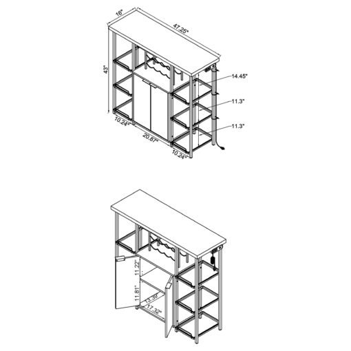 Gallimore 2-door Bar Cabinet Wine Storage White High Gloss - Image 4